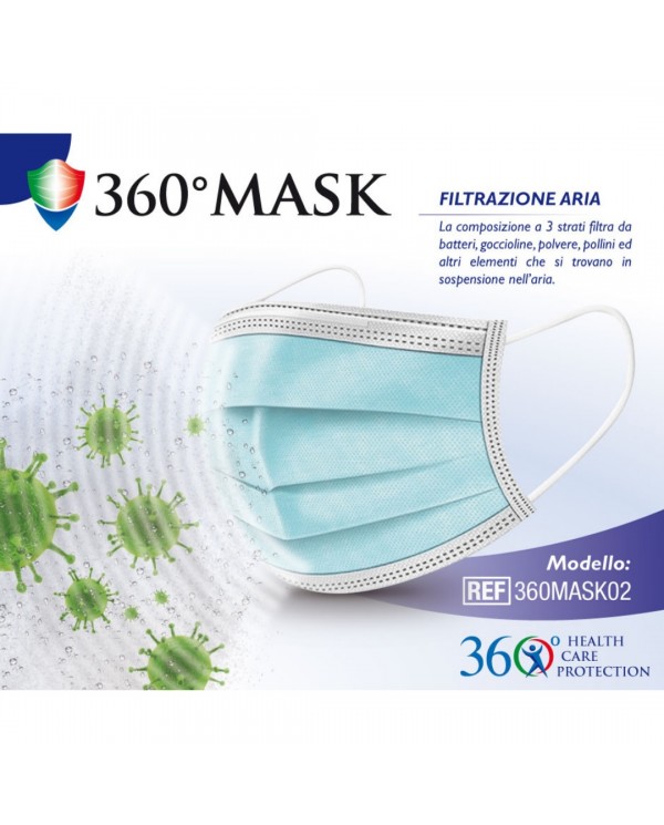 MASCHERINA CHIRURGICA TNT CON ELAST. 3 STRATI